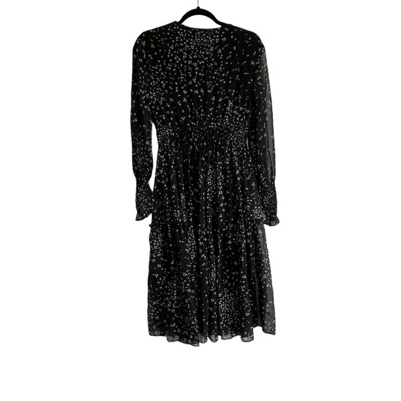 Taylor Womens Floral Tiered Midi Dress Black Women's Size 6P - Picture 5 of 7